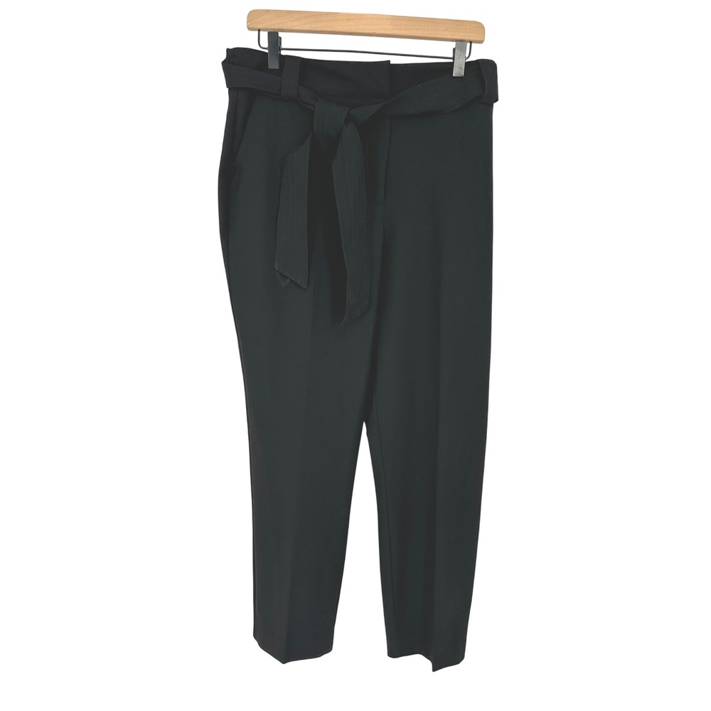 Rachel Zoe Pants Womens 12 Black Tie Waist‎ Tapered Leg Career Office Minimalist